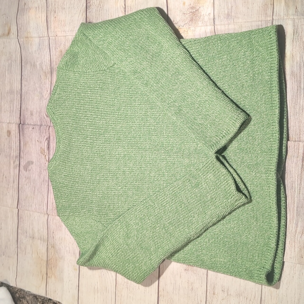 L.L. Bean Women's Green Knit Cotton Button Front Cardigan Size M - Picture 5 of 10
